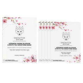 Snow Fox Japanese Cherry Blossom & White Tea Smoothing Mask – 5 Packs Skin Texture Enhancing for Smooth, Bright and Glossy Skin"Glass Skin"
