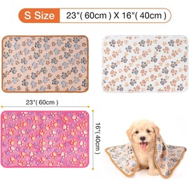 [3 Pack] Pet Blankets, Washable Fluffy Cats Dogs Blankets for Small Medium & Large Dogs, Cute Print Puppy Paw, Reversible Fleece Furniture Protector Couch Blanket - Small