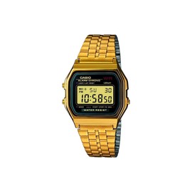 Casio Unisex Quartz Armbanduhr, 35.00mm GehäusegröÃŸe mit LCD digital Zifferblatt und Gold Metallarmband Armband A159WGEA-1EF