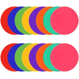 TuXHui Poly Spots Poly Spot Markers for Gym Floor 9inch Non-Slip Rubber Floor Dots 18/24/36Pcs Flat Cones Round Agility Markers for Sports Soccer Basketball PE Training, Dance, Classroom Activities