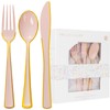 120pcs Pink and Gold Plastic Silverware Disposable Utensils Set