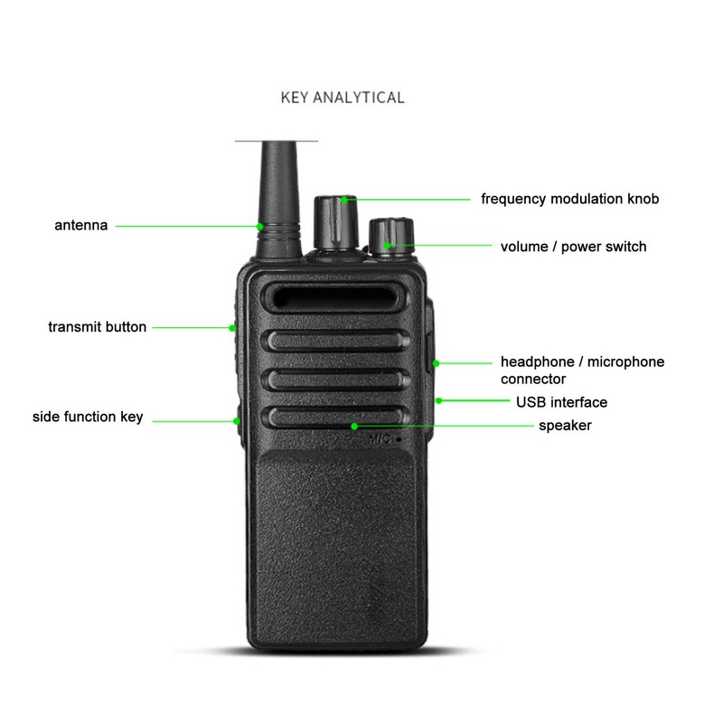 Wireless Walkie Talkies Rechargeable Handheld 2 Way Radio 5W Efficient