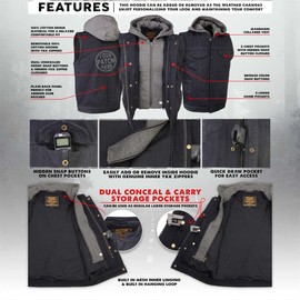 Milwaukee Leather Men's Classic Club Style Premium Denim Motorcycle Biker Vest with Hoodie | MDM - X-Large