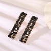 Black Rhinestone Long Drop Dangle Earrings Trendy Crystal Geometric Statement