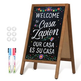 4 THOUGHT A Frame Chalkboard 30" x 20" Sandwich Board Signs Outdoor Double-Sided Magnetic Sidewalk Sign Wooden Freestanding Chalk Board Sign Board for Restaurant Shop Wedding, Brown