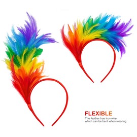 Lurrose Colorful Feather Headband Fascinator Headband Cosplay Hair Hoop Carnival Party Headdress for Easter Day