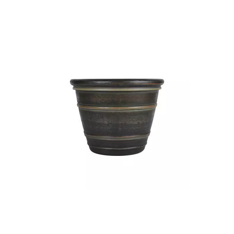 Grosfillex 15" Light Bronze Rustic Resin Indoor Patio Garden Planter