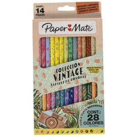 Paper Mate Lápices de Colores Colección Vintage 14 Piezas Doble Punta con 28 Colores, 2152179