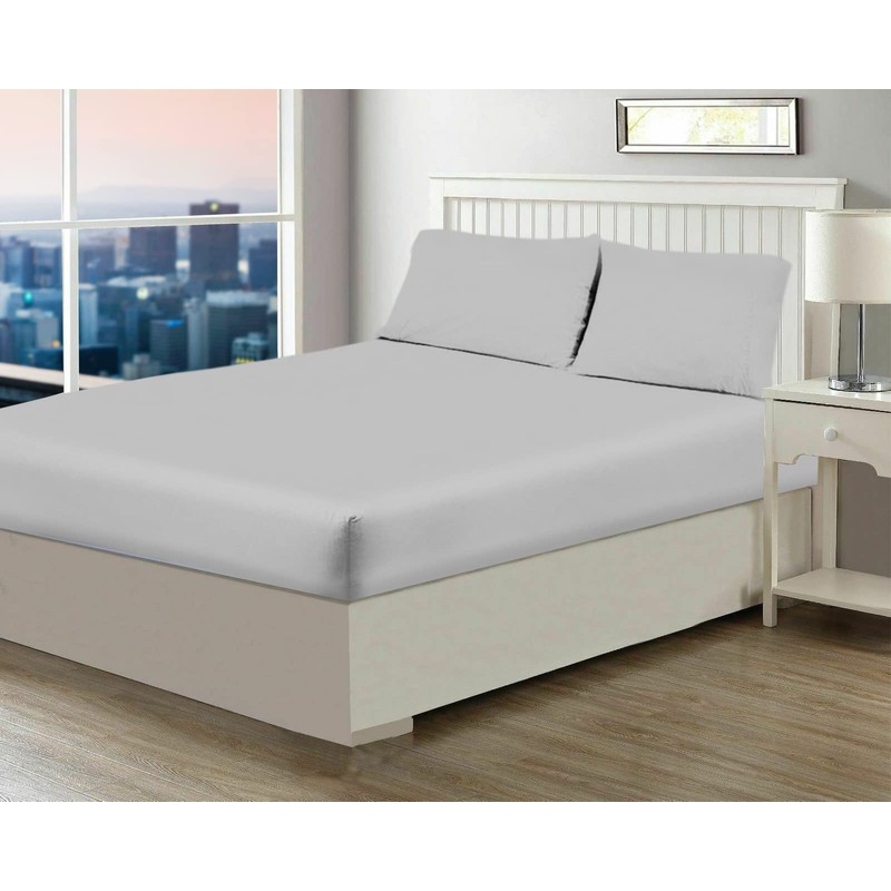 Sapphire Collection Luxury Percale Non Iron Silver Fitted Sheet Size