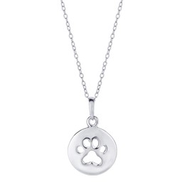 Vanbelle Sterling Silver Jewelry - Rhodium Plated with 925 Stamp - Dog Paw Pendant Necklace - Elegant Handcrafted for Women - Chain 16" long + 2" extender