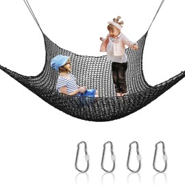 Kids Playground Net Play Safety Net Outdoor Backyard Treehouse Climbing Cargo Net Double Layers Climbing Rope Net DUSUYO Black Nylon(3.3FT*9.9FT)