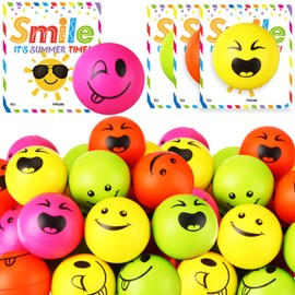 Meooeck 24 Pack Stress Balls End of The Year Gifts for Students Smile Face 2 Inch Squeeze Ball with Wish Card Smile Stress Balls School for Classroom Exchange Prize Party Favor (Colorful)