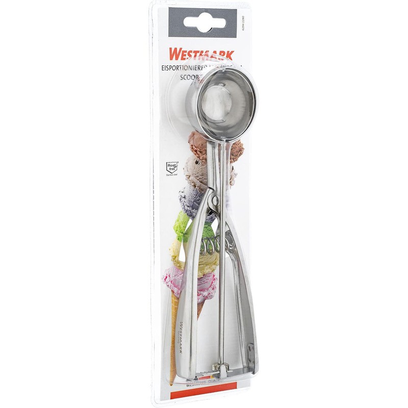 Westmark Speiseeislöffel/Eisportionierer, mit Zangengriff, Länge: 21,8 cm, Rostfreier Edelstahl, Profi,