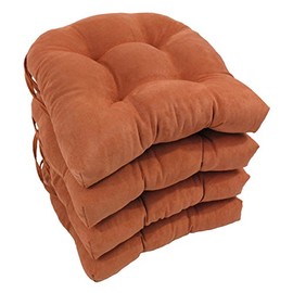 Blazing Needles 16-inch Microsuede Rounded Back Chair Cushion, 16" x 16", Spice 4 Count