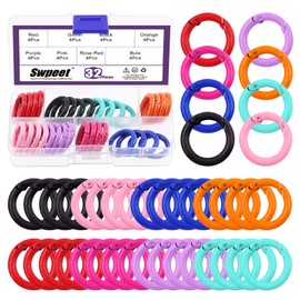 Swpeet 32Pcs 8 Colors 25mm - 1 Inch Round Spring O Rings Assortment Kit, Carbon Steel Spring Keyring Buckle Trigger Round Snap Buckle Snap Hooks O Rings Buckles for Handbag DIY Keychains Bag Purse