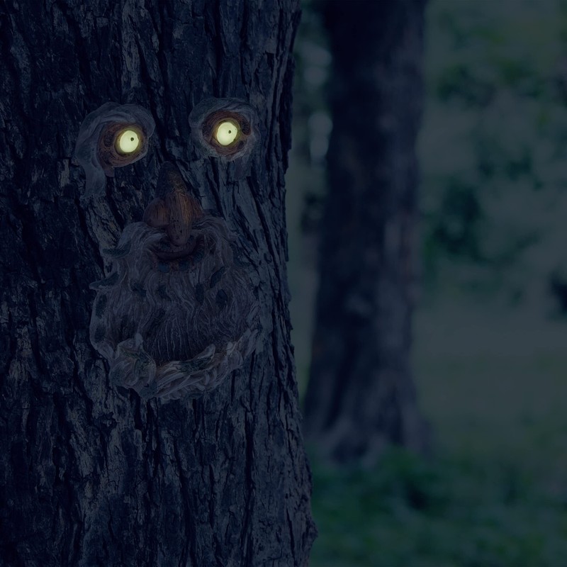 Relaxdays Tree Face Old Man, 3 Pieces, Weatherproof Artificial Stone,