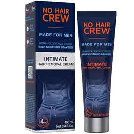 No Hair Crew Crema depilatoria íntima/privada en casa para hombres, sin dolor, impecable, calmante para cabello corporal masculino grueso no deseado, 