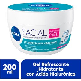NIVEA Gel Facial Refrescante Cuidado Facial (200 ml) con Ácido Hialurónico Efecto Mate, 24 horas de humectación para un piel fresca, suave y luminosa, ideal para piel grasa