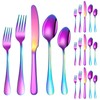 Knifes Forks Spoons Rainbow Silverware Set for 4，20-Piece Stainless Steel