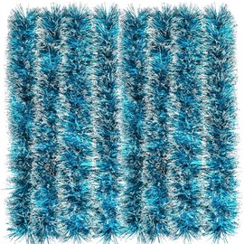 EBOOT 39.4 Feet Christmas Tinsel Garland Shiny Garland Metallic Shiny Garland Christmas Tree Hanging Decorations for Christmas Holiday Indoor and Outdoor Decorations (Light Blue)