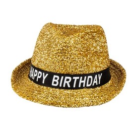 Boland - Happy Birthday Hat with Glitter for Birthday, Banderole with Lettering, Accessory for Party, Gift