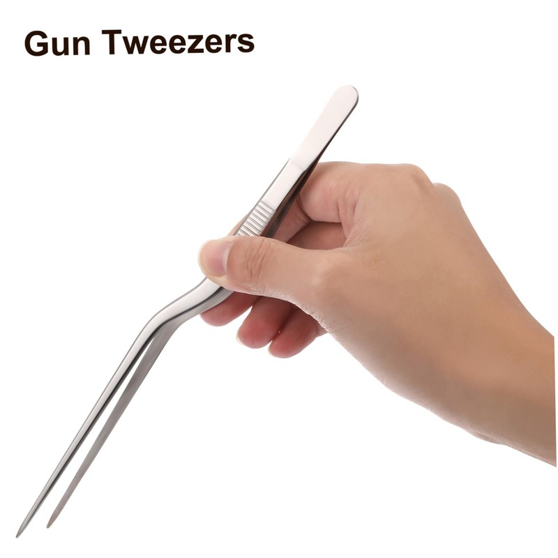 OHPHCALL 2pcs Stainless Steel Fish Bone Tweezers Kitchen Tweezers for