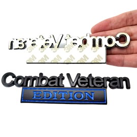 Veteran Edition Emblem Car Decals, Retired Soldier 3D Metal Material Sticker, Veteran Letters Raised Metal Fenders Decal Car Badges,2PCS(Silver/Black)