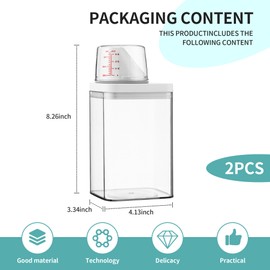 2 Stück Waschmittel aufbewahrung,1100ML Waschmittelspender Messbecher,Multifunktions BehäLter für Waschpulver,Waschpulver-BehäLter Aufbewahrungseimer Waschmittelbox für WeichspüLer