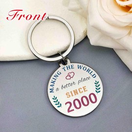 TGCNQ 25th Birthday Gifts – Born in 2000 Keychain – 25 Year Old Birthday Gift for Women & Men – Stainless Steel Pendant with Velvet Pouch – Meaningful Keepsake