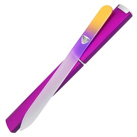 BONA FIDE BEAUTY Bona Fide Beauty - Premium Czech Glass Fingernail File with Case - Gentle, Durable & Professional Manicure Tool - Beauty Gift for Women (Gold Violet)