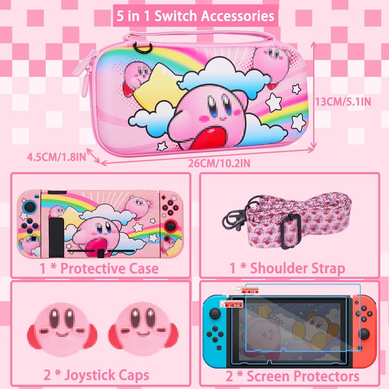 TIKOdirect Carrying Case for Switch, Cute Portable Accessories Bundle 5