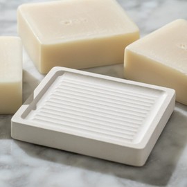 White Diatomite Soap Dish - Modern Minimalist Design - Premium Quality - Small but Mighty - 3.7" x 3.3" x 1.4mm - Fast Drying