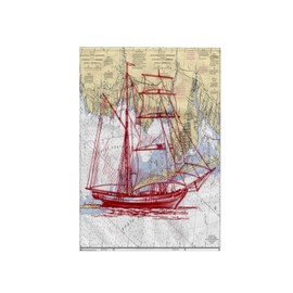 3D Rose Print of South Bay with Red Ghost Ship TWL_204880_1 Towel, 15" x 22"