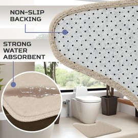 Luxury Bathroom Rug – 1 Piece Memory Foam Bath Mat, Non-Slip & Ultra Soft, Highly Absorbent, Easy to Clean - Beige (U-Shape 20"x20.5")