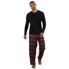Mens Long Sleeve Plain Top Checked Bottoms Sleepwear Pajama Set