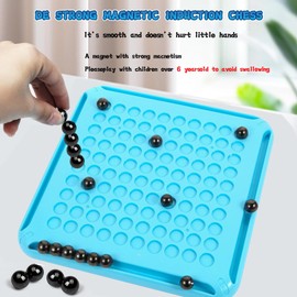 Yeeclot Juego de ajedrez magnético con Rueda de Castigo, Juego de ajedrez portátil con imán de Mesa de Estrategia con 20 Rocas y Bolsa de Almacenamiento para niños y Adultos