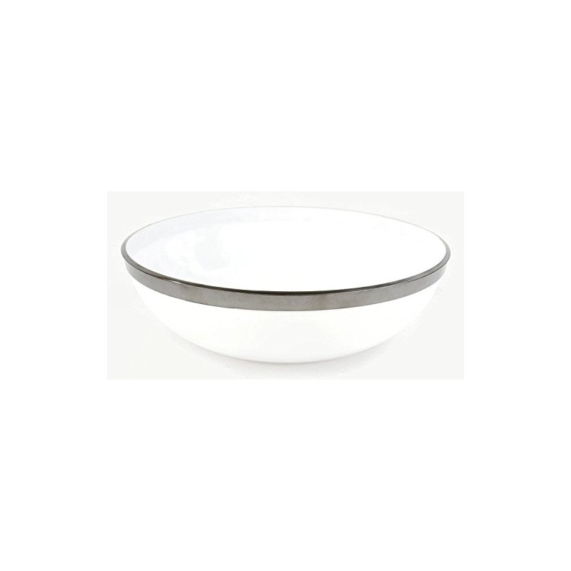 Mozaik 4 White Small Silver Rim Plastic Bowls 14cm (400ml)