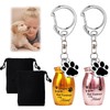 GCVOPTON 2 Pcs Pet Urns Keychain, Stainless Steel Cat Ashes