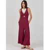 ANRABESS Women's Summer Wide Leg Linen Jumpsuits Dressy V Neck