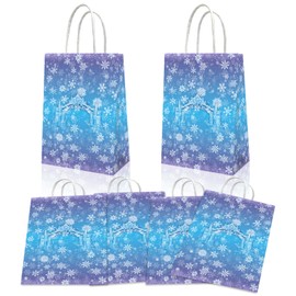 20 PCS Cartoon Blue Snowflake Birthday Party Decorations,Snowflake Party Favor Bags with Handles - Winter Themed Goodie Gift Bags for Holiday Birthday Party Supplies Decorations