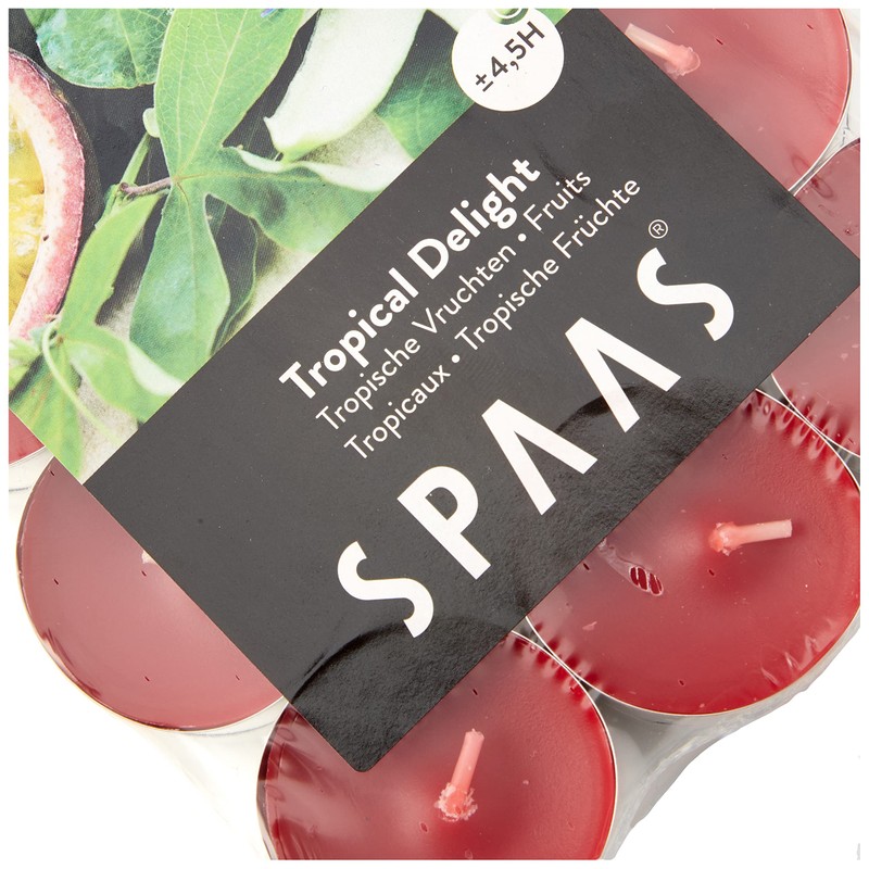 Spaas 30 Scented Tealights in Flatpack, ± 4.5 Hours, Tropical