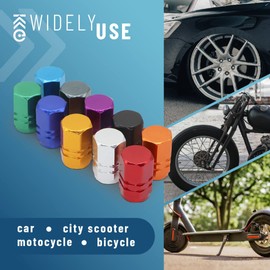 Skynotek Pack of 4 Schrader Valve Covers for Cars, Motorcycles, Bicycles and Electric Scooters | Aluminium Alloy Dust Caps for Tyres | Protection and Safety (Gris)