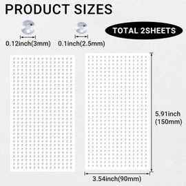 HINZIC 2 Sheets Mini Face Jewels Stickers, Self Adhesive Round Face Gems Makeup Stickers, 2 Sizes Crystal Facial Rhinestones for Women Eyes, Bodys, Nails- Silver