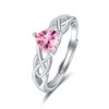praymos Celtic Knot Heart Birthstone Rings 925 Sterling Silver Adjustable