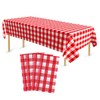 Bouiexye 4 Pack Disposable Table Cloth Red Gingham Plastic Tablecloth