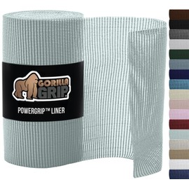 Gorilla Grip powerGRIP Drawer Shelf and Cabinet Liner, Thick Strong Hold, Non-Adhesive Liners Protect Kitchen Cabinets and Cupboard, Bathroom Drawers, Easy Install, Breathable Mat, 12" x10', Spa Blue