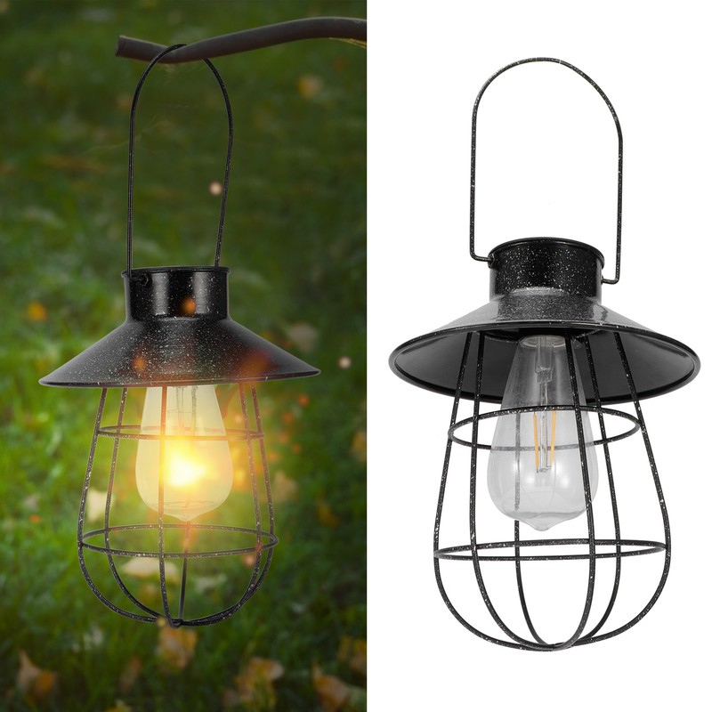Solar Lantern Waterproof Hanging Light Outdoor Iron Art Hollow LED
