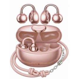 otinsile Clip-On Earbuds Bluetooth 6.0 Open Ear Headphones, 6H Playtime Wireless Ear Buds for Women Small Ears, Lightweight Clip for Glasses & Running, IPX7 Waterproof,Pink