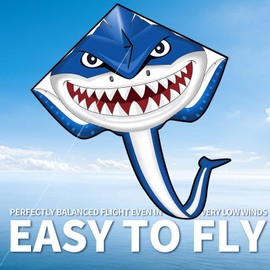 Hymaz Kites for Kids Ages 4-8 8-12, Large Shark Kite Easy to Fly for Kids & Adults, Beach Kites Toys with 328ft String and Handle, Beginner Kite for Boys Girls Outdoor Activities Summer Beach Games