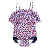 RuffleButts Red White and Bloom Single Ruffle One Piece -